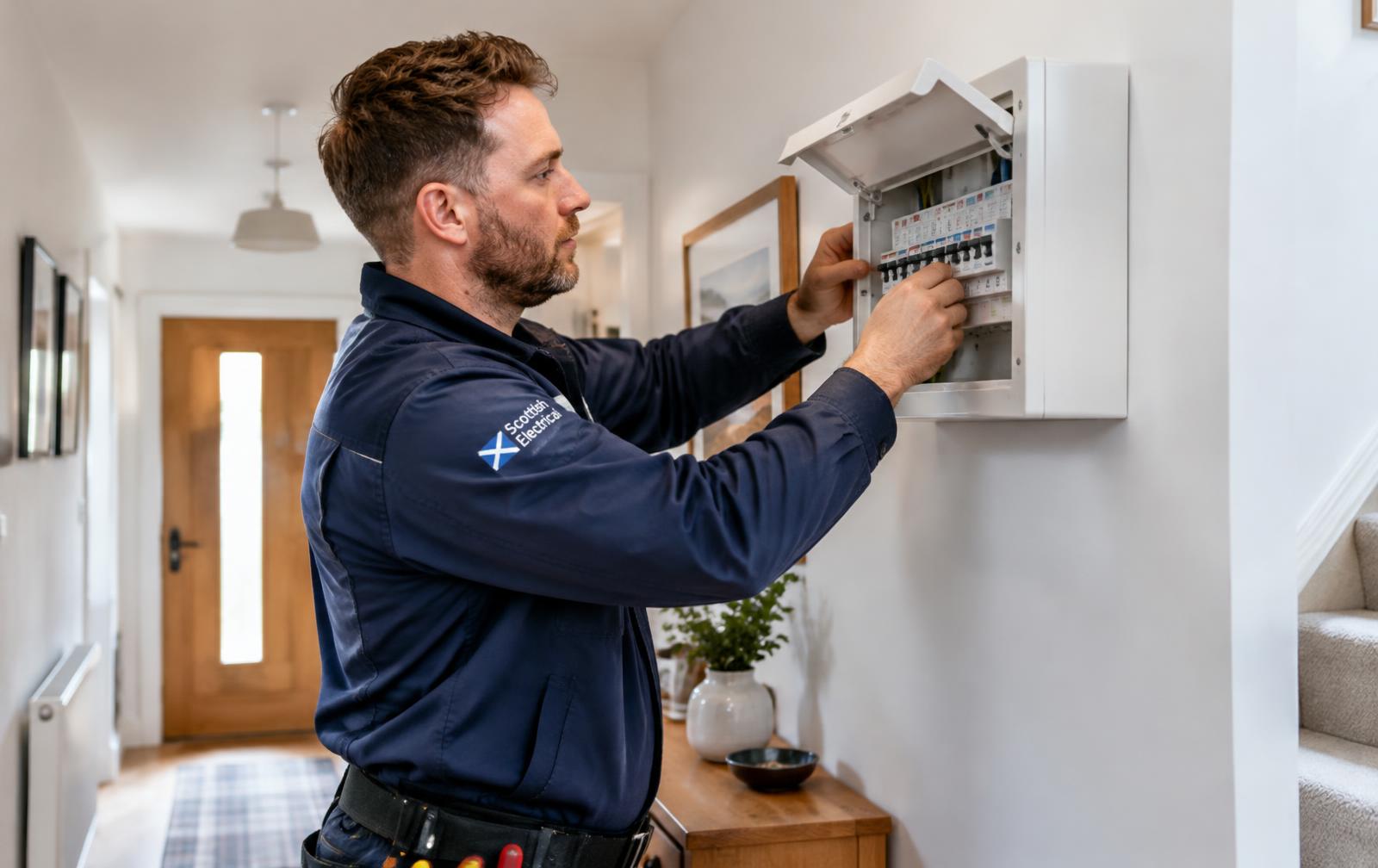 Electrician working on a home's wiring